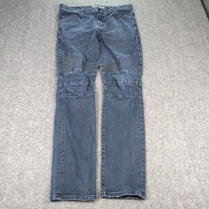 Express Jeans Mens 33x32 Blue Moto Slim Skinny‎ Stretch Casual Preppy